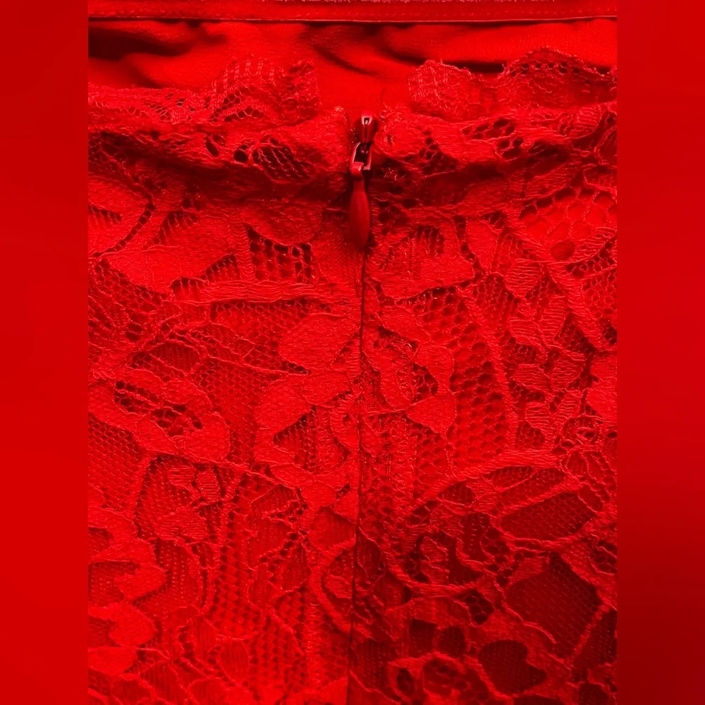 Lovers + Friends Red Lace Ruffle Strapless Mini Dress XXS NWT - Picture 5 of 14